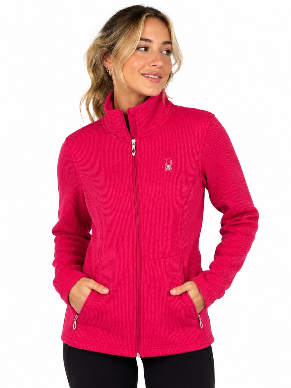 Spyder Core Sweater Full Zip Jacket Pink Textured Fleece Women’s Medium